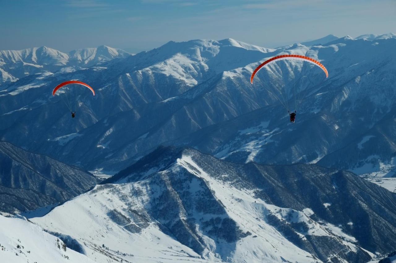 Gudauri Lodge Dış mekan fotoğraf Parachute flight over the Alps
